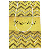 Faux Metallic Glitter Chevrons Gold Foil Medium Cadeauzakje (Voorkant)