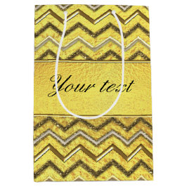 Faux Metallic Glitter Chevrons Gold Foil Medium Cadeauzakje