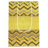Faux Metallic Glitter Chevrons Gold Foil Medium Cadeauzakje (Achterkant)