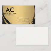 Faux Metallic Gold Brushed Monogram Visitekaartje (Voorkant / Achterkant)