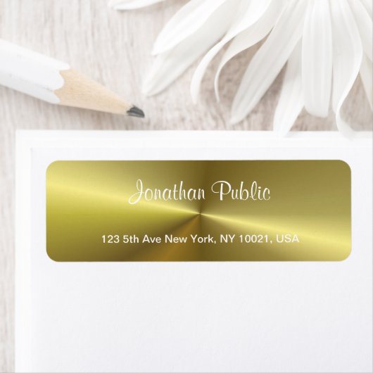 Faux Metallic Gold Creative Script Modern Sjabloon Etiket (Insitu)