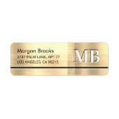 Faux Metallic Gold, naam, adres en groot monogram Etiket (Voorkant)