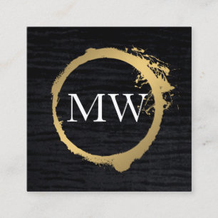 Faux Metallic Gold Velvet Black met monogram Vierkante Visitekaartje