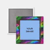 Faux Metallic Rainbow Border Foto Magneet (Voorkant / Achterkant)