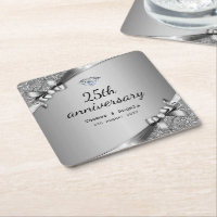 Faux Metallic Silver Diamond 25th Jubileum Glam