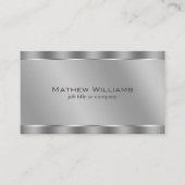 Faux Metallic Silver QR Code Minimalist Visitekaartje (Voorkant)