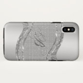 Faux metallic zilver look met diamanten patroon Case-Mate iPhone case (Achterkant (horizontaal))