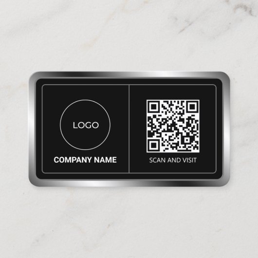 Faux metallisch lijst met logo en code visitekaartje (Voorkant)