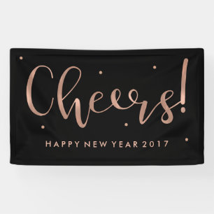 Faux nam Goud op Zwarte toejuicht Nieuwjaar toe Spandoek