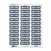 Faux Navy Blue Glitter en Silver Foil Etiket (Full Sheet)