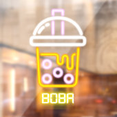 Faux Neon Boba Bubble Tea Front Raamsticker (Vel 2)