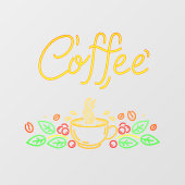 Faux Neon Coffee Bans uit Café Shop Raamsticker (Vel)