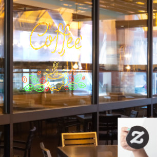 Faux Neon Coffee Bans uit Café Shop Raamsticker