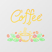 Faux Neon Coffee Bans uit Café Shop Raamsticker (Vel)