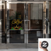 Faux Neon Coffee Bans uit Café Shop Raamsticker (Kantoordeur)