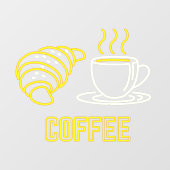 Faux Neon Coffee en Croissant Sign. Cling Raamsticker (Vel)