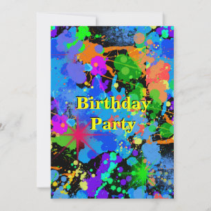 Faux Néon, Éclaboussure de Peinture, Invitation d'