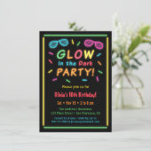 Faux Neon Glow Birthday Party Kaart (Staand voorkant)