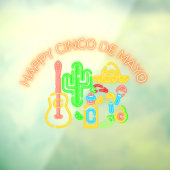 Faux Neon Happy Cinco de Mayo Shop Raamsticker (Vel 3)