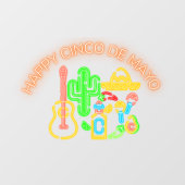 Faux Neon Happy Cinco de Mayo Shop Raamsticker (Vel)