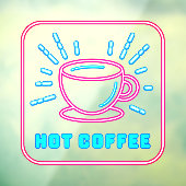 Faux Neon Hot Coffee Raamsticker (Vel 3)