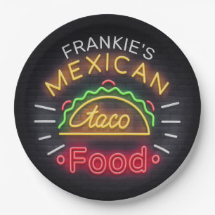 Faux Neon Mexican Food Taco Diner Papieren Bordje
