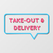Faux Neon Out and Delivery Restaurant Front Raamsticker (Vel)
