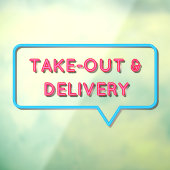 Faux Neon Out and Delivery Restaurant Front Raamsticker (Vel 3)