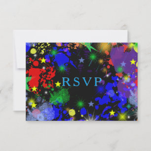 Faux Neon, Paint Splatter, Custom, RSVP Kaartje