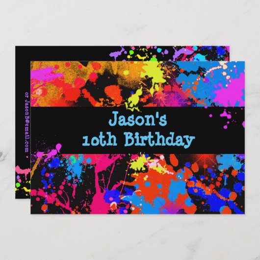 Faux Neon, Peinture, Paintball, Invitation (Devant / Derrière)