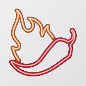 Faux Neon Red Chili Pepper Oranje Flame Raamsticker (Vel)