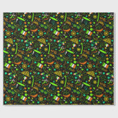 Faux Neon St. Patrick’s Day Irish Icon Pattern Cadeaupapier (Vlak)