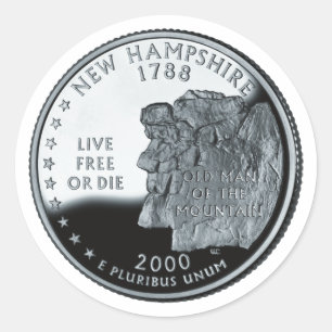 Faux New Hampshire State Quarter Ronde Sticker