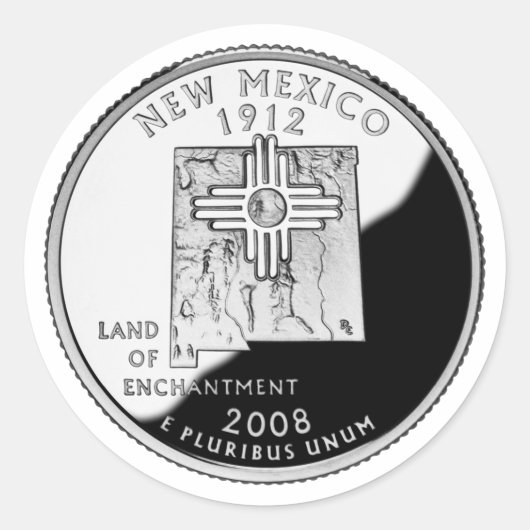 Faux New Mexico State Quarter Ronde Sticker (Voorkant)