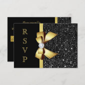 Faux noir pailleté or nœud RSVP (Devant / Derrière)