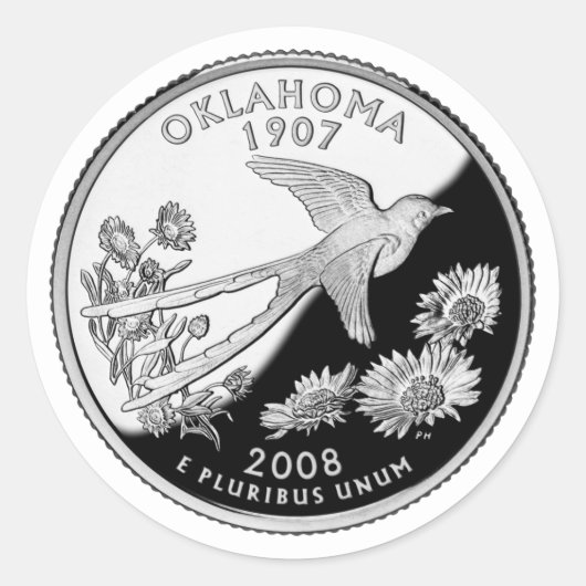 Faux Oklahoma State Quarter Ronde Sticker (Voorkant)