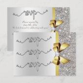 Faux Or Arc Argent Paillettes RSVP Mariage (Devant / Derrière)