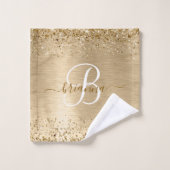 Faux or brillant métallisé brossé Monogrammé (Gant de toilette)