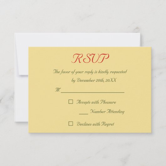 Faux or doré vert rouge vacances Noël mariage RSVP (Devant)