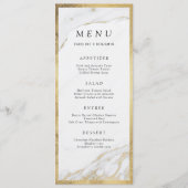 Faux or feuille marbre luxe moderne menu mariage (Devant)