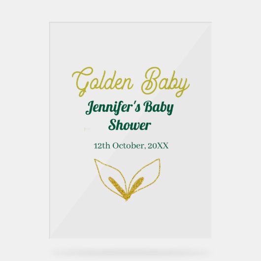 Faux or feuillu forêt verte enchanté bébé douche (Recto)