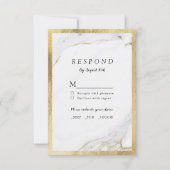 Faux or foin marbre luxe mariage moderne RSVP (Devant)