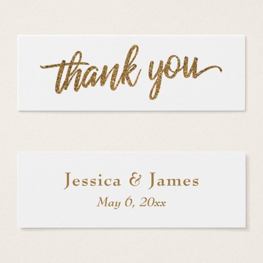 Faux or Glitter Script Merci Cadeau de Mariage (Devant & derrière)