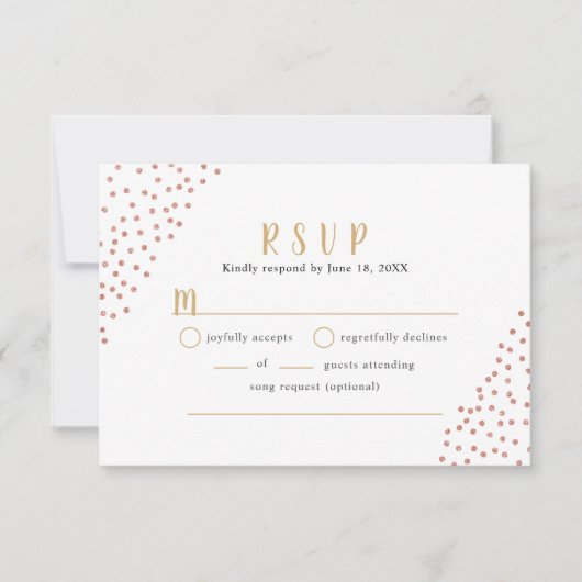 Faux or rose gold Confetti Mariage buffet RSVP (Devant)