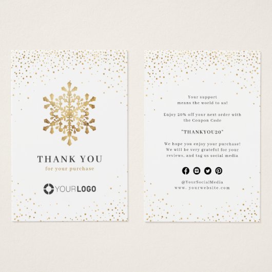 Faux or Snowflake Merci de Noël Insertion (Devant & derrière)