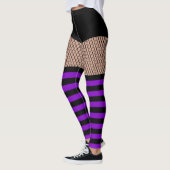 Faux OTK Chaussettes à rayures violettes Leggings (Gauche)