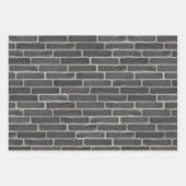 Faux Oud Bruin Zwart Wit Brick Wall Inpakpapier Vel (Voorkant 3)