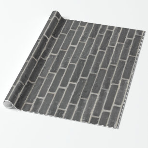 Faux oude zwarte bakstenen muur cadeaupapier