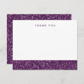 Faux Paars Gold Glitter Hartelijk dank Notitiekaartje (Voorkant / Achterkant)