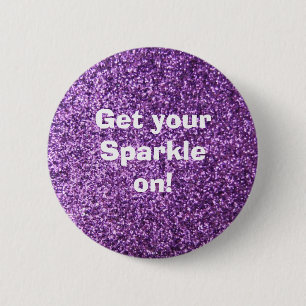 Faux Paarse Glitter Ronde Button 5,7 Cm
